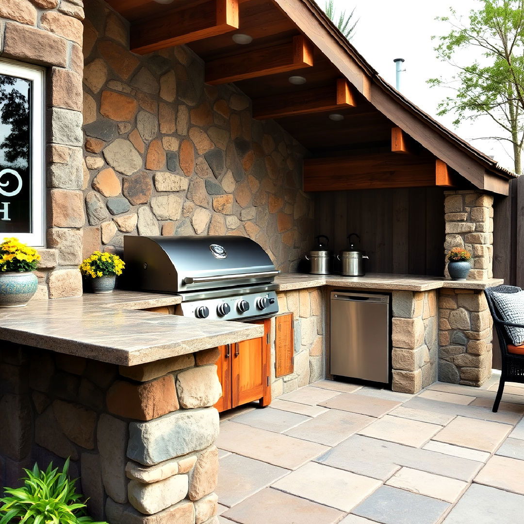 rustic bbq area with stone accents - 40 Bbq Area Ideas