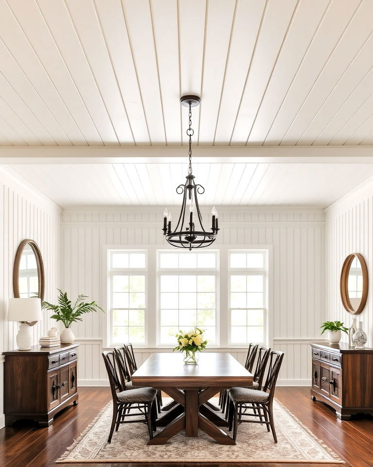 rustic board and batten ceiling - 20 Farmhouse Ceiling Ideas