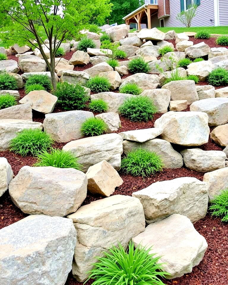 rustic boulder retaining walls - 30 Rustic Landscaping Ideas