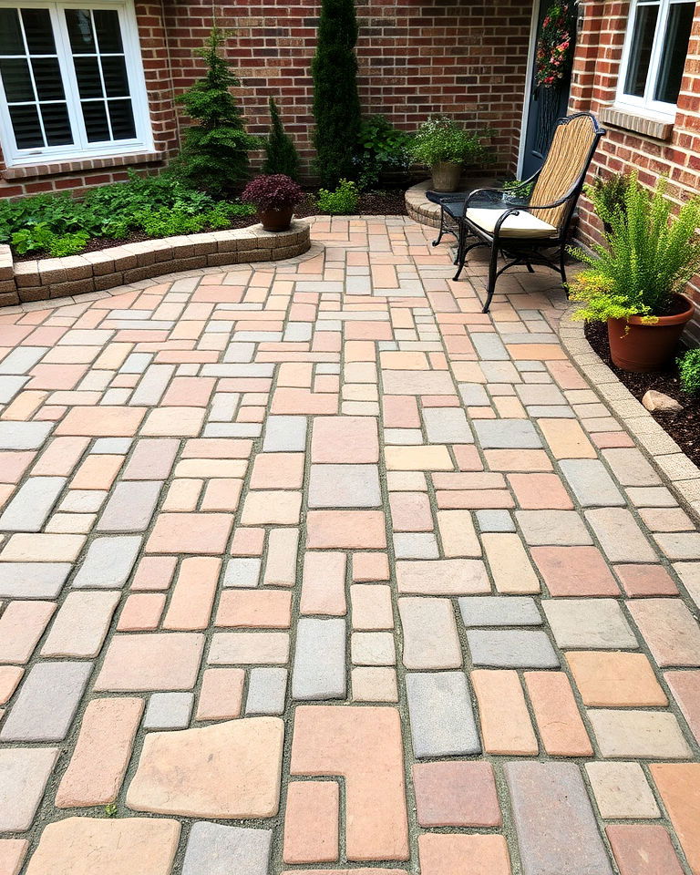 rustic brick and stone blend for paver - 40 Paver Patio Ideas