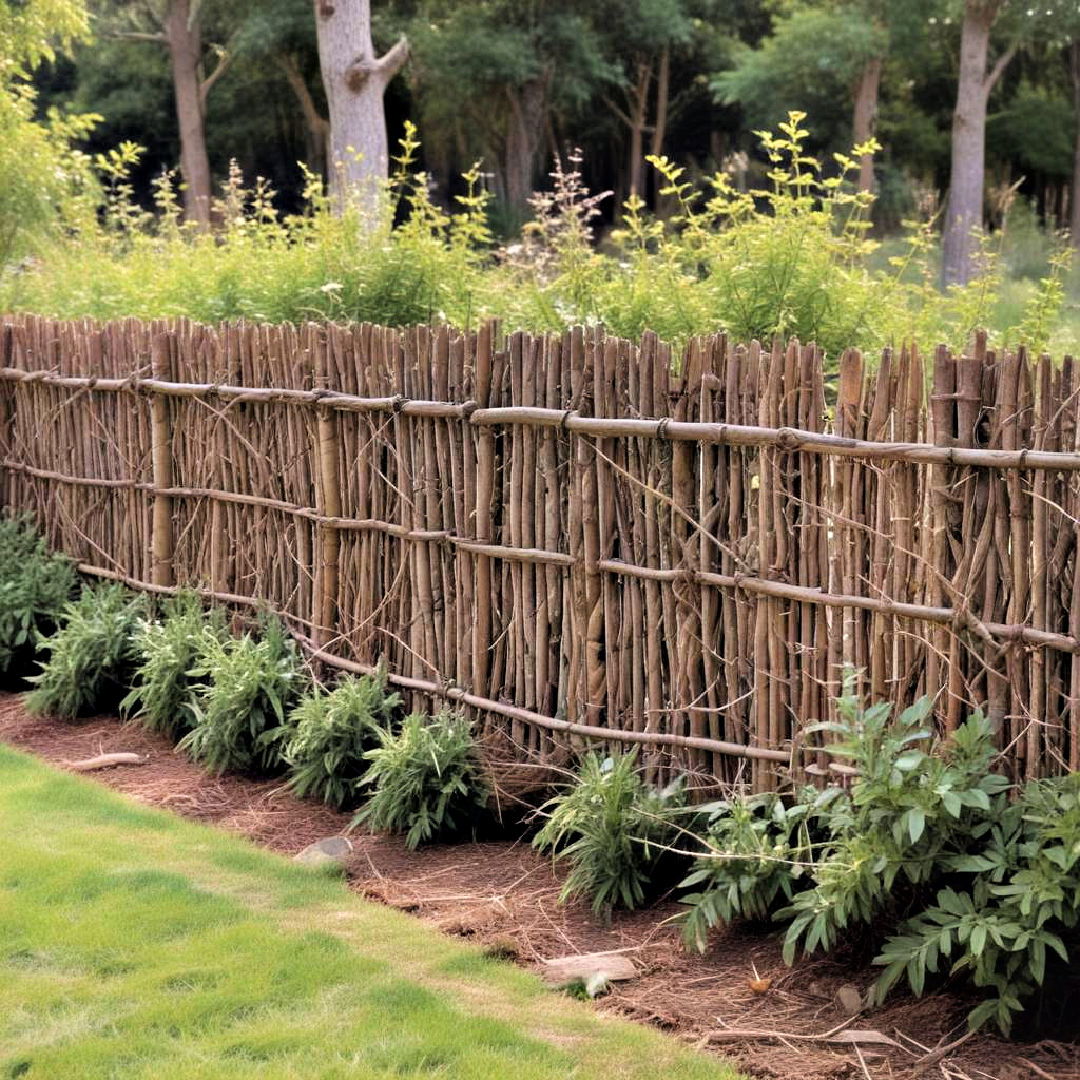 rustic brushwood fence - 25 Decorative Fence Ideas