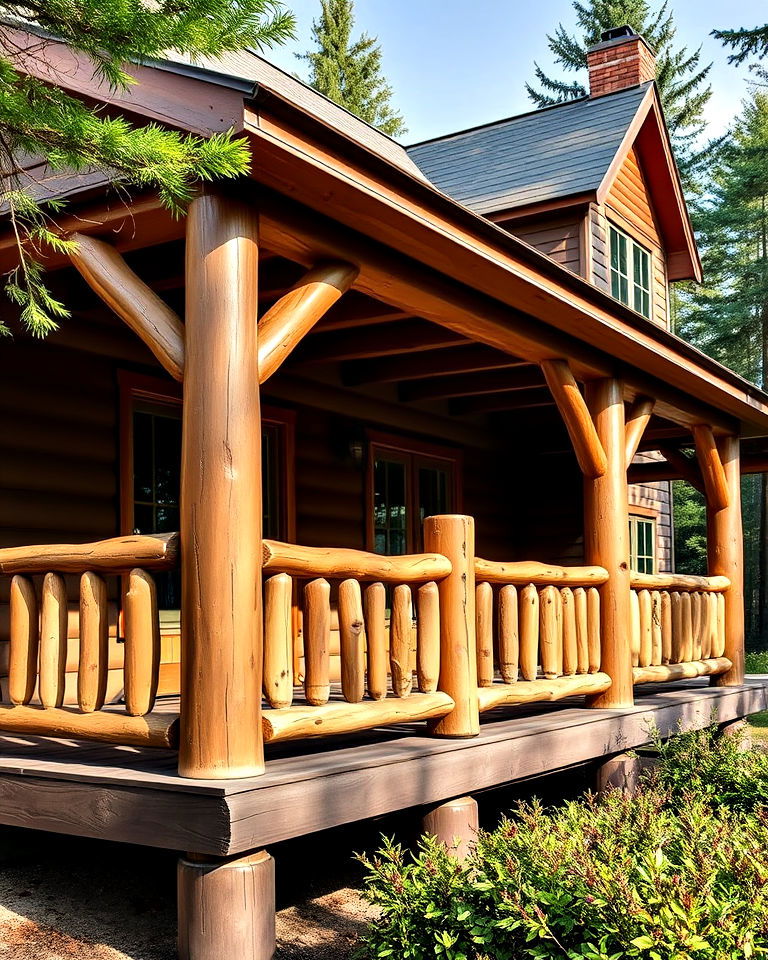 rustic cabin like log railings - 25 Front Porch Railing Ideas