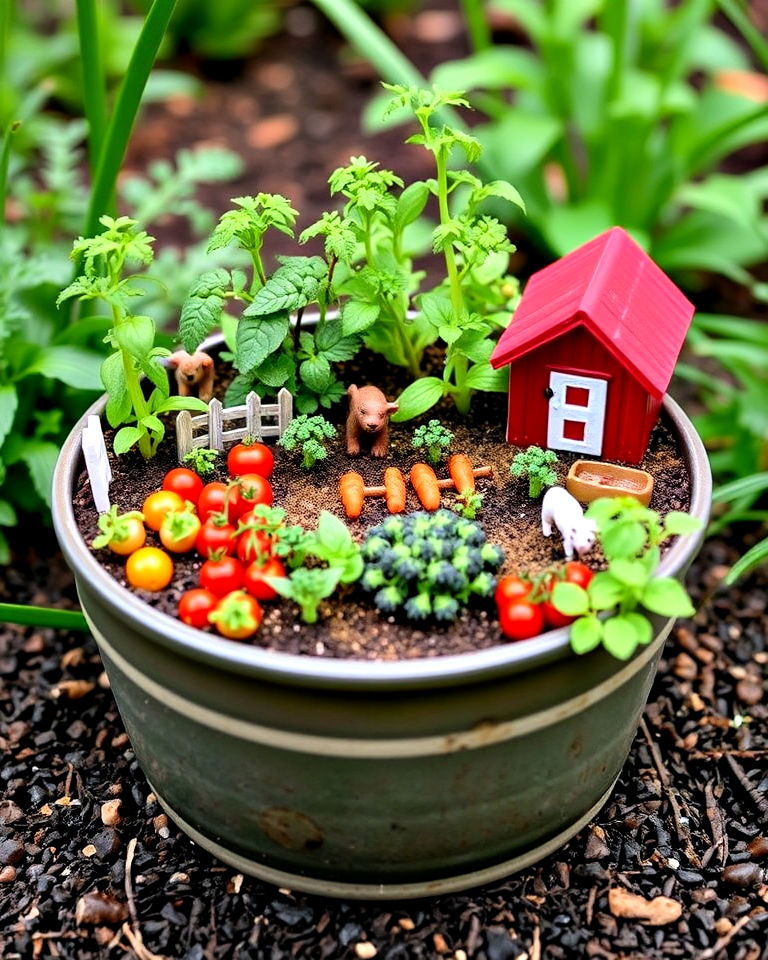 rustic charm with miniature farm garden - 20 Miniature Garden Ideas