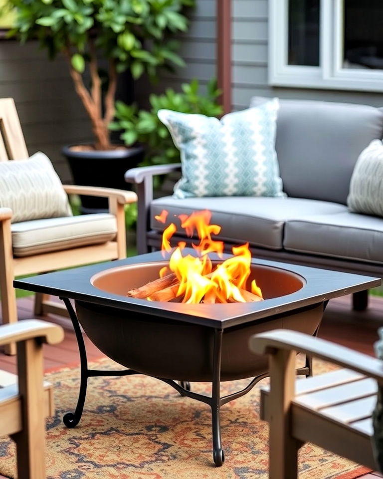 rustic charm with portable fire - 20 Front Yard Fire Pit Ideas