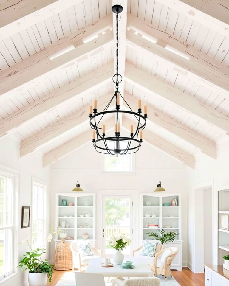 rustic charm with whitewashed beams - 20 Vaulted Ceiling With Beams