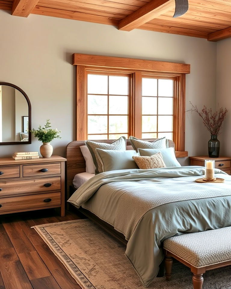 rustic charm with wood and taupe combo - 20 Taupe Bedroom Ideas