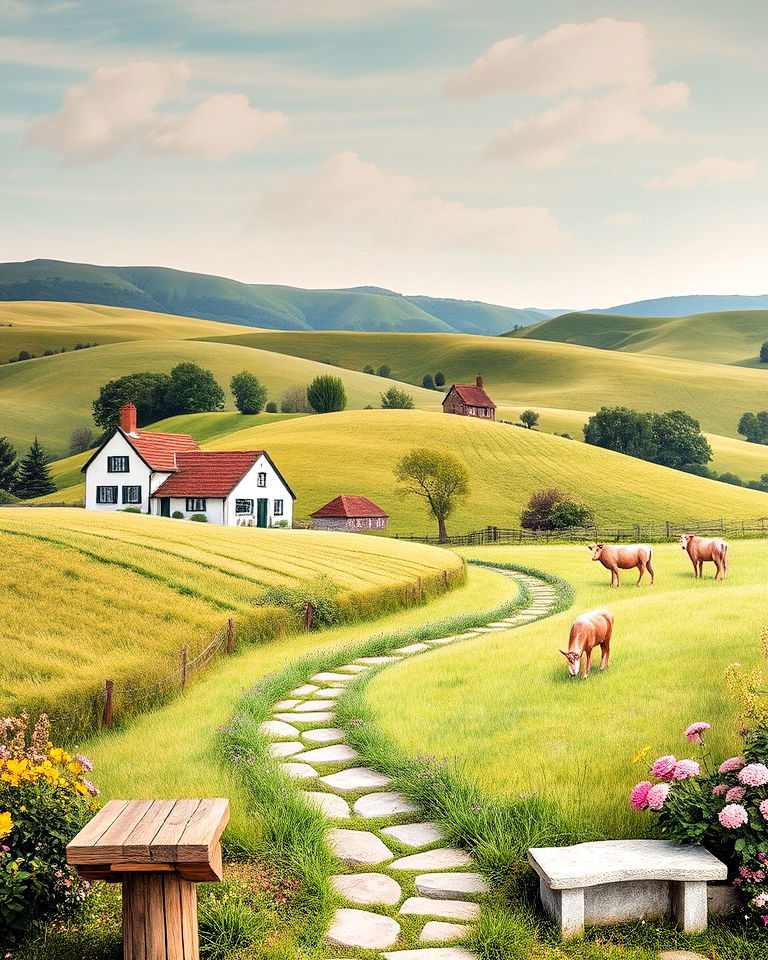 rustic countryside scene mural - 30 Garden Mural Ideas