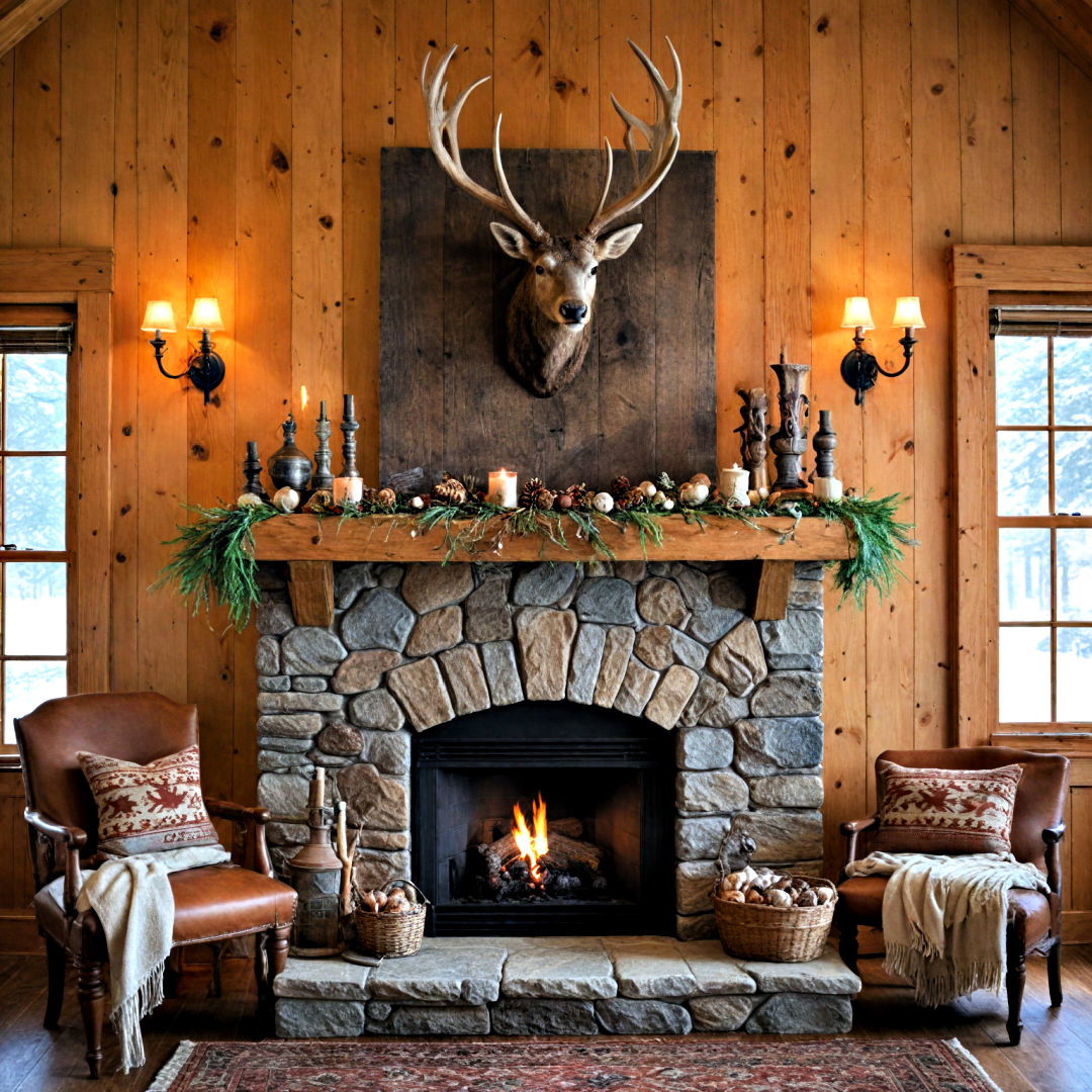 rustic cozy cabin mantel decor - 40 Mantel Decor Ideas