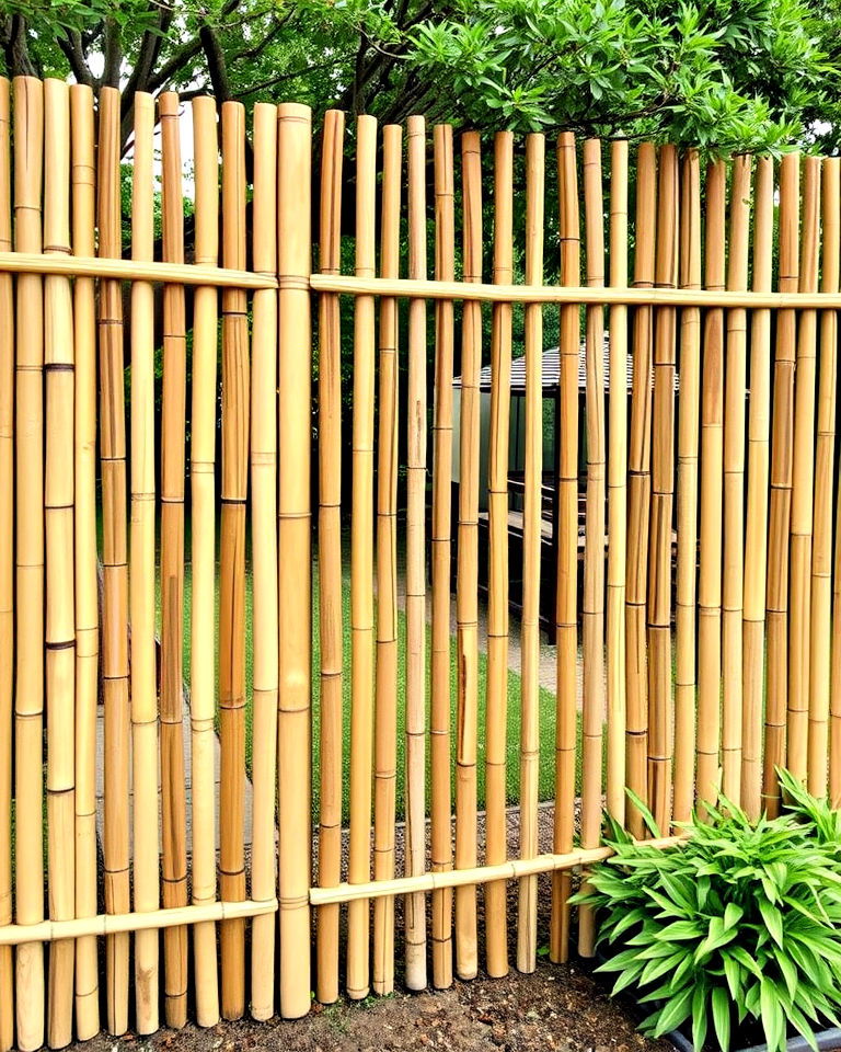 rustic design split bamboo fence - 40 Japanese Fence Ideas