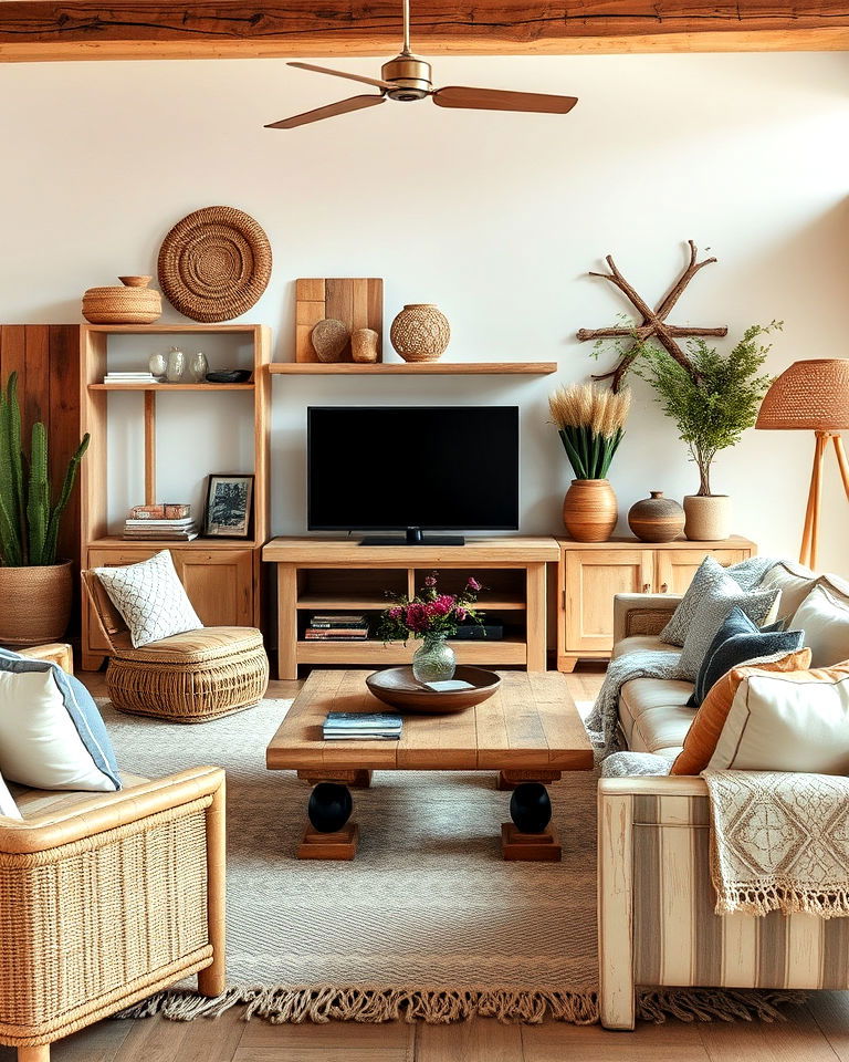 rustic distressed wooden furniture - 20 Bohemian Desert Decor Ideas