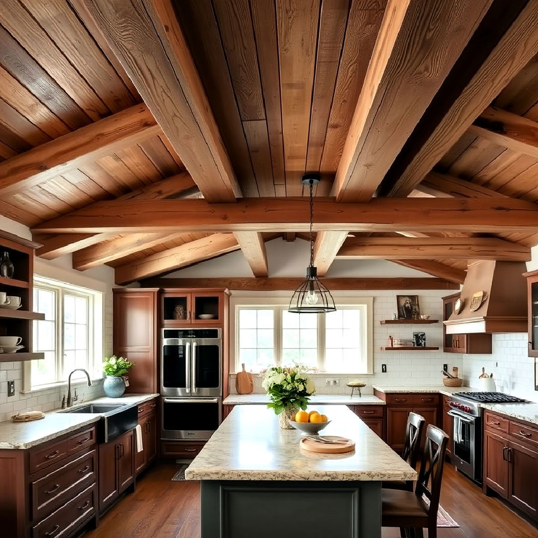 rustic exposed wood beams for kitchen ceiling - 15 Wood Ceiling Kitchen Ideas