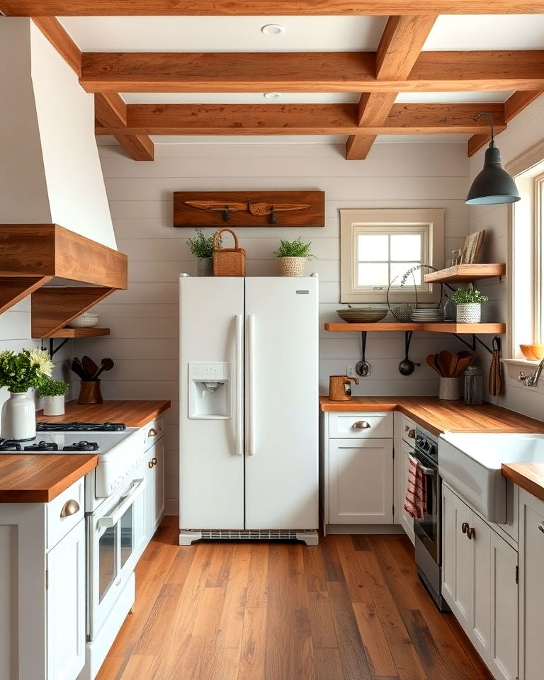 rustic farmhouse kitchen with white appliances - 40 Kitchen With White Appliances Ideas