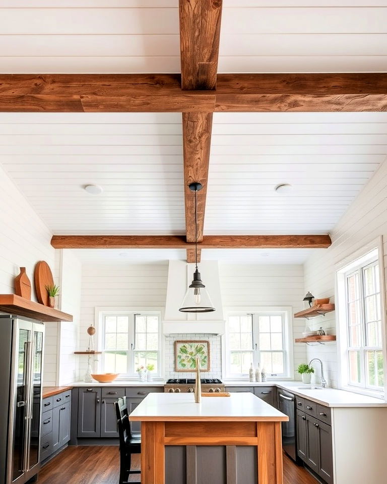 rustic farmhouse shiplap ceiling - 20 Farmhouse Ceiling Ideas