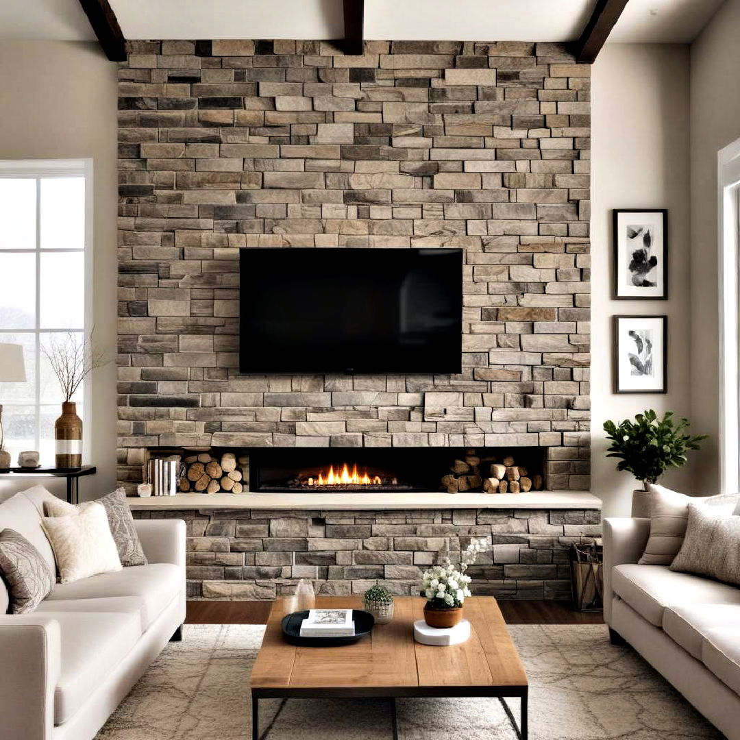 rustic feature wall - 40 living room decor ideas
