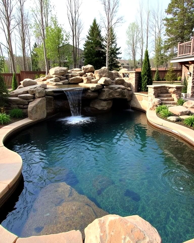 rustic feel natural stone pool - 40 Swimming Pool Ideas