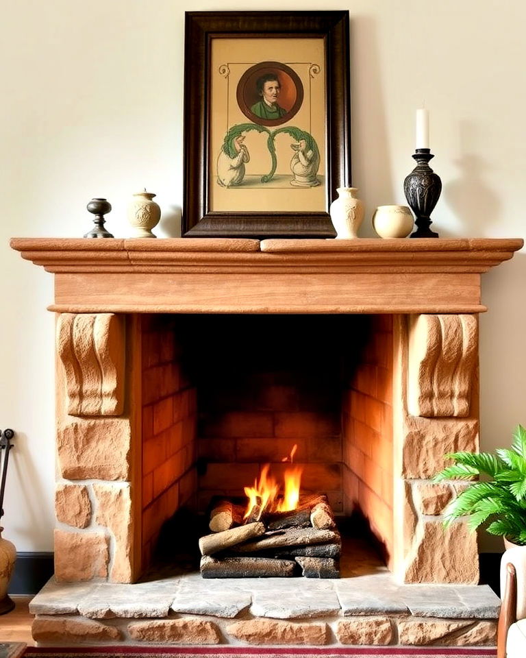 rustic fireplace mantel for italian decor - 20 Rustic Italian Decor Ideas