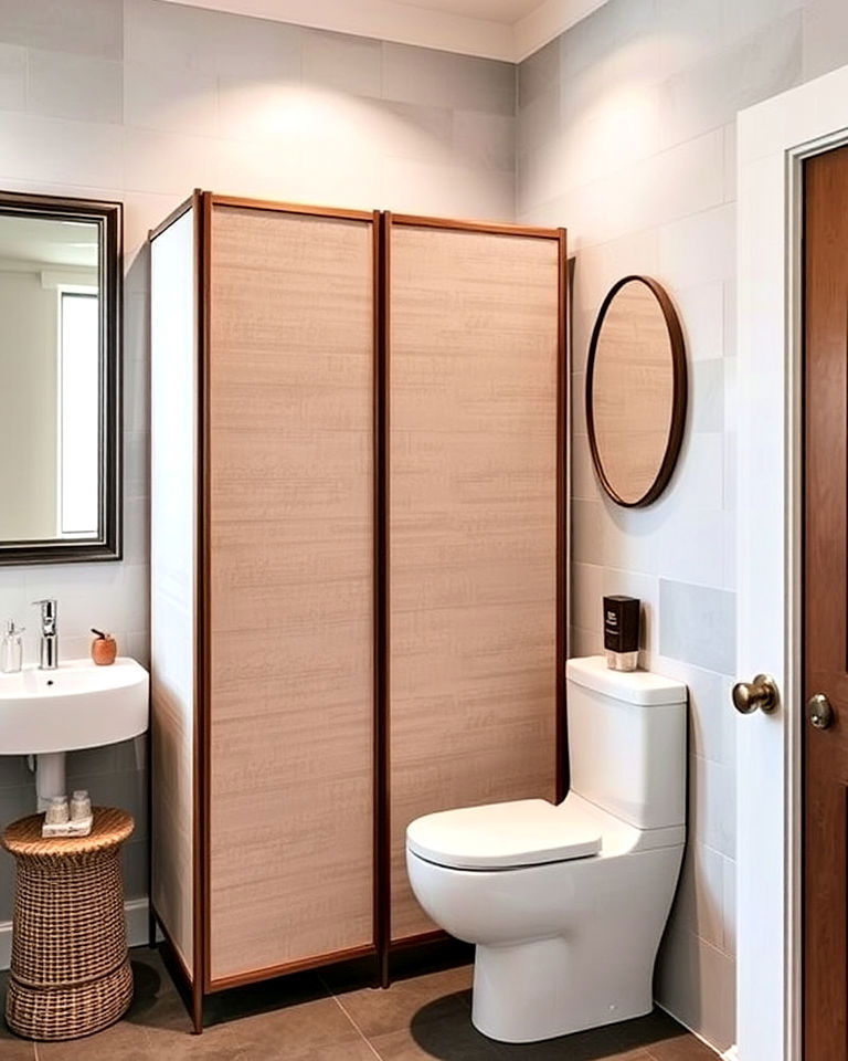 rustic foldable partition screens - 20 Bathroom Partition Ideas