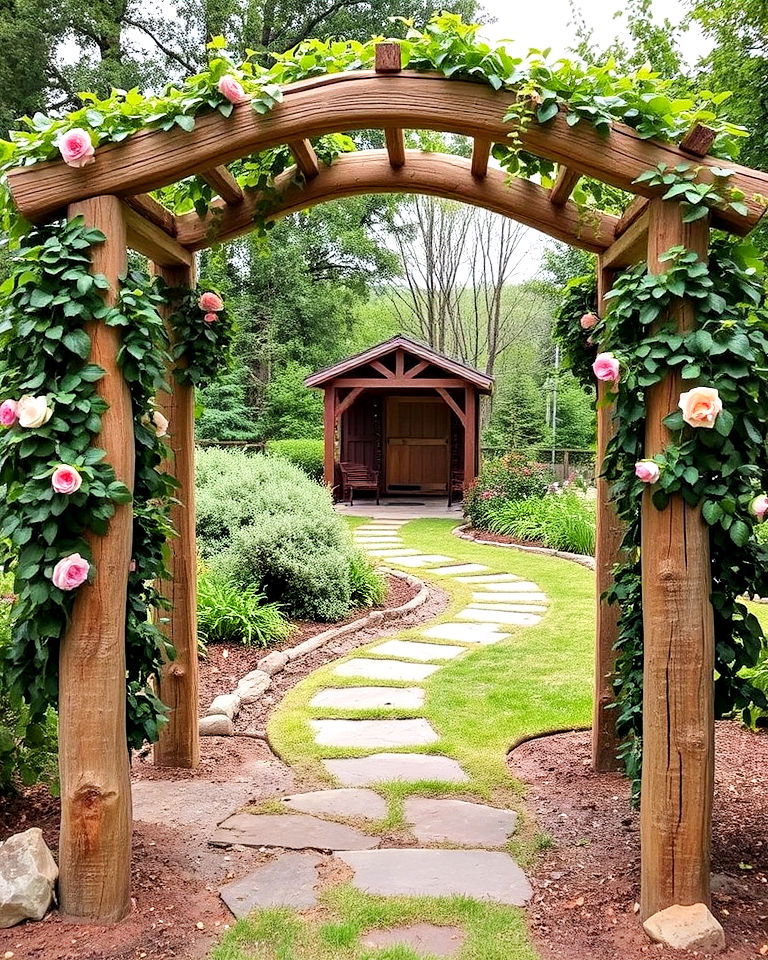 rustic garden arbor for landscape - 30 Rustic Landscaping Ideas