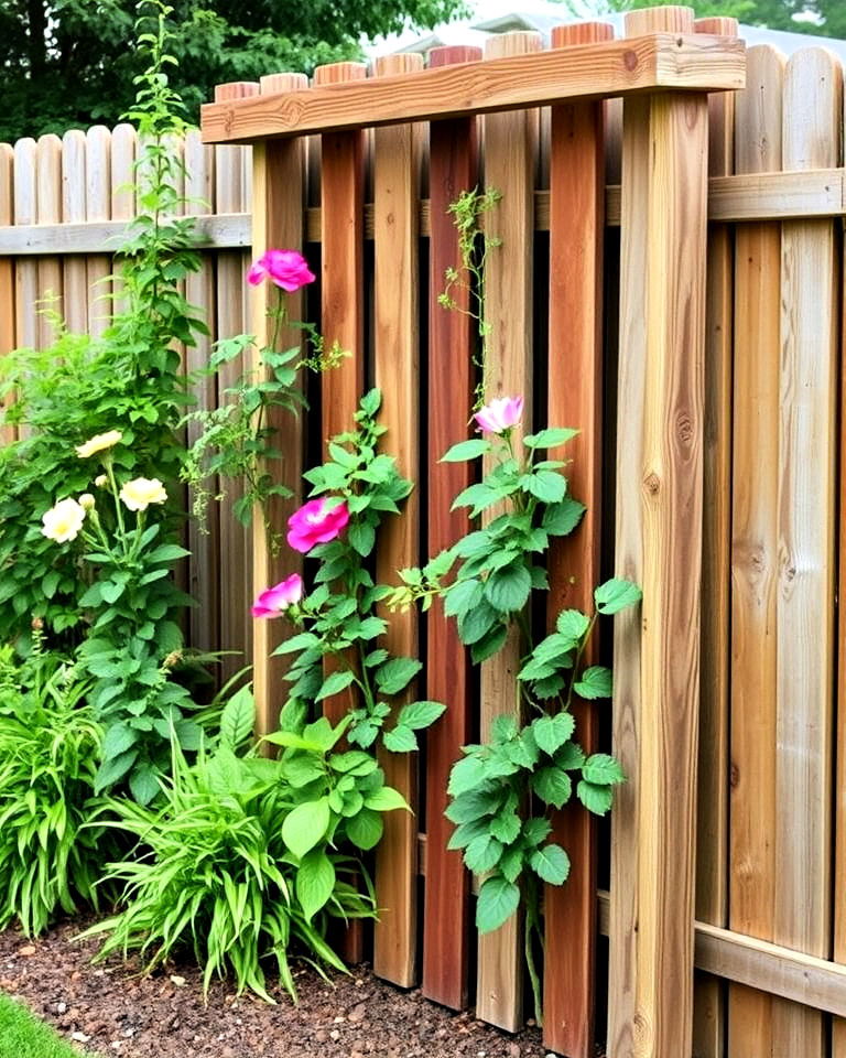 rustic garden trellis framework - 20 Railroad Ties Landscaping Ideas