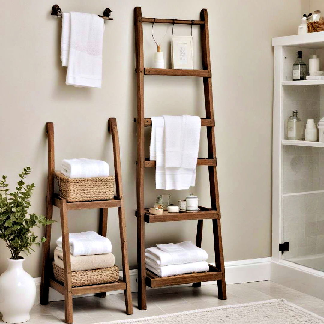 rustic ladder storage - 40 Bathroom Decor Ideas