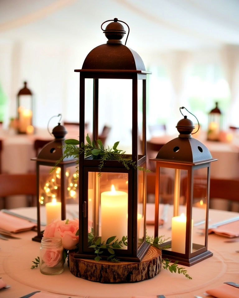 rustic lanterns as wedding table centerpieces - 30 Lantern Decor Ideas