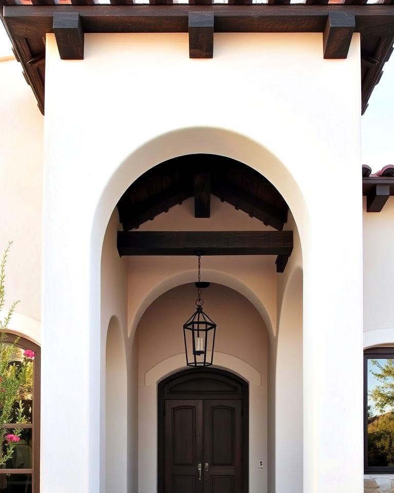 rustic look painted wooden beams - 40 Spanish Style Home Exterior Ideas