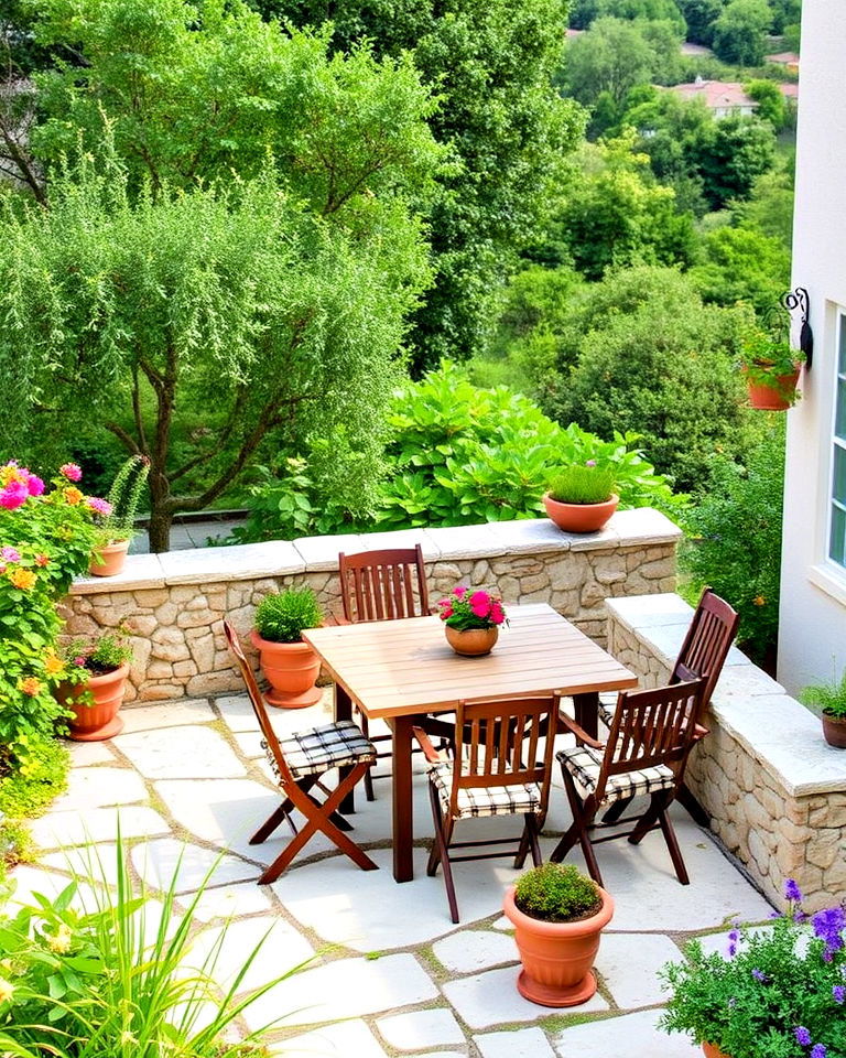 rustic look raised terrace - 30 Greek Garden Ideas