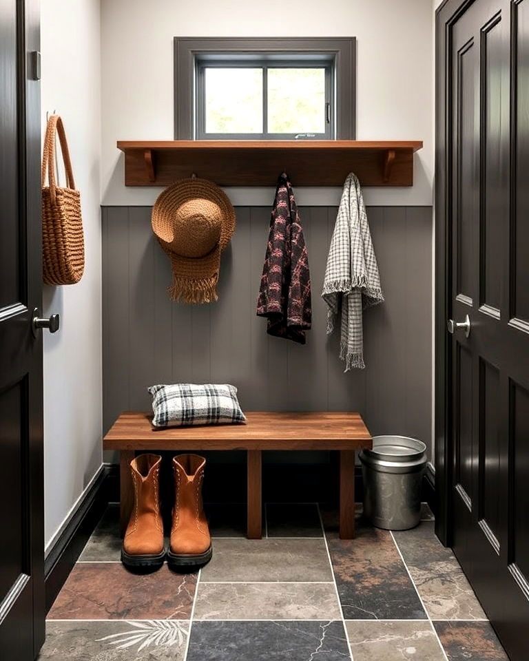 rustic look slate floor tiles for mudroom - 15 Mudroom Tile Floor Ideas