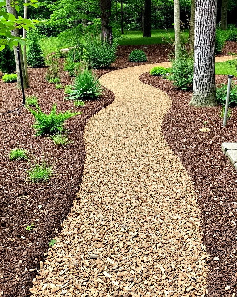 rustic mulch path for natural gardens - 30 Garden Path Ideas