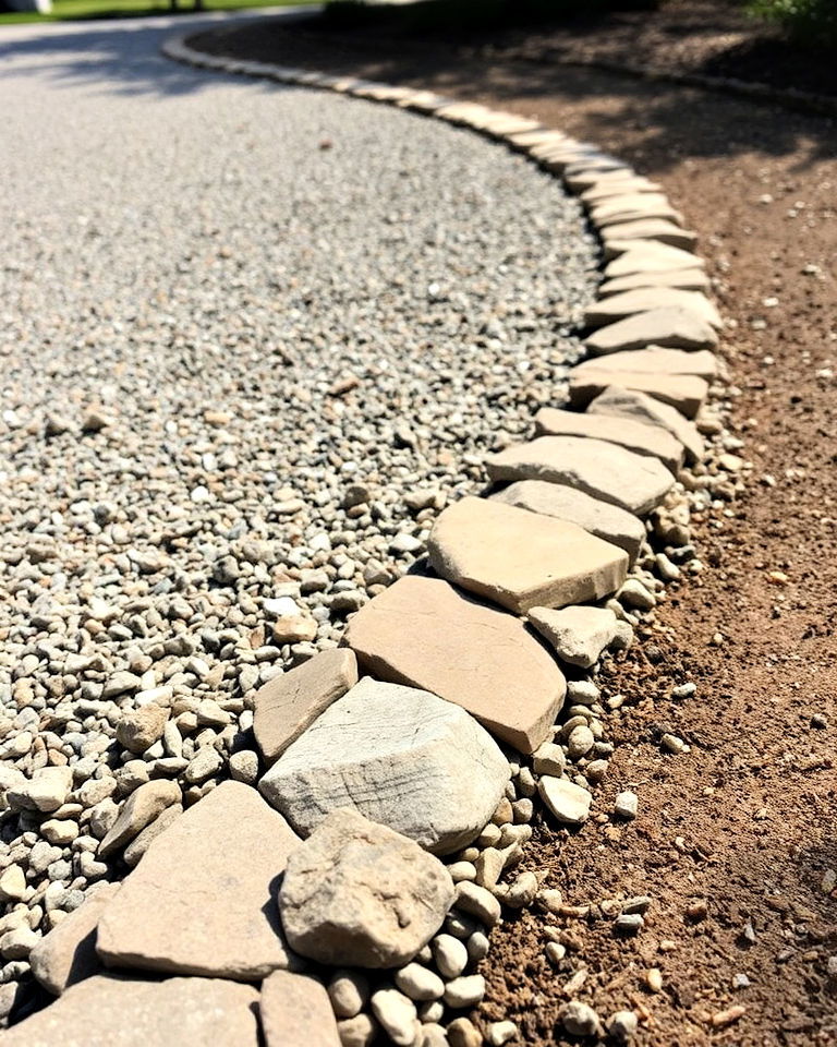 rustic natural stone border - 25 Gravel Driveway Edging Ideas
