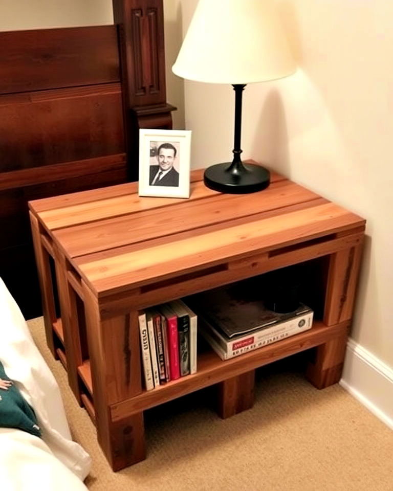 rustic pallet bedside table - 40 Pallet Furniture Ideas