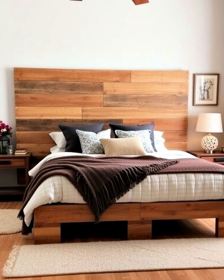 rustic pallet headboard - 40 Pallet Furniture Ideas