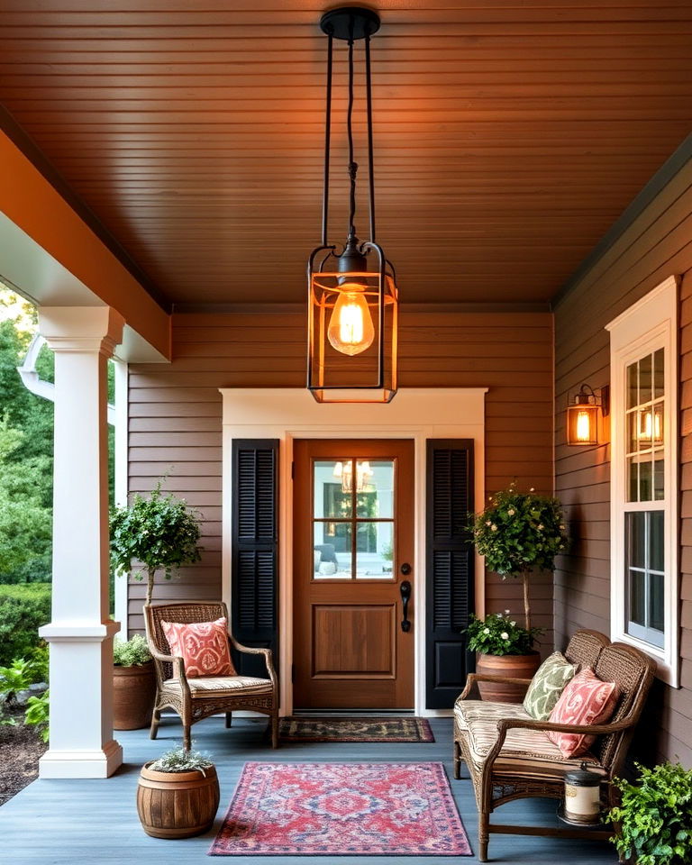 rustic pendant lighting for front porch - 20 Front Porch Lighting Ideas