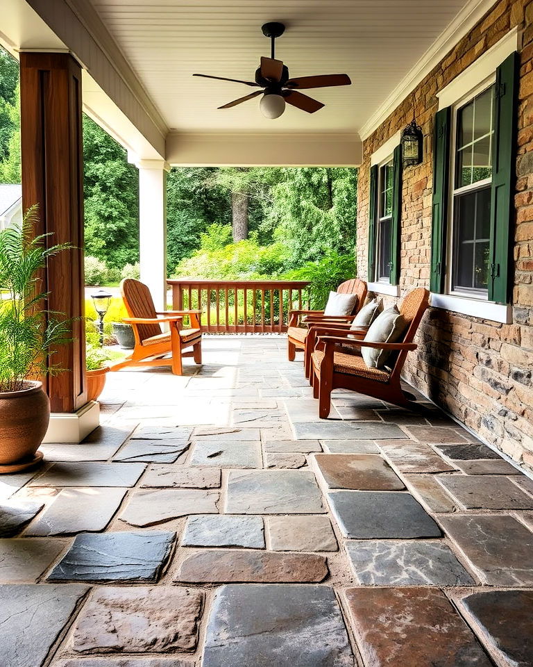 rustic porch with natural stone flooring - 30 Rustic Porch Ideas