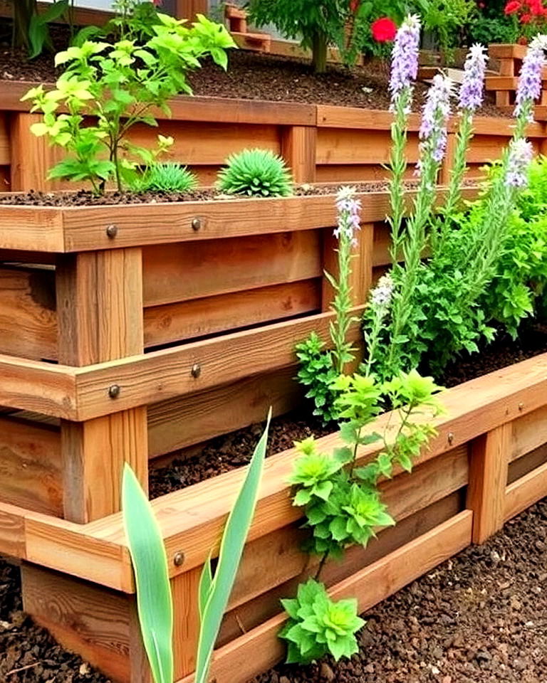 rustic retaining wall with railroad ties - 20 Railroad Ties Landscaping Ideas