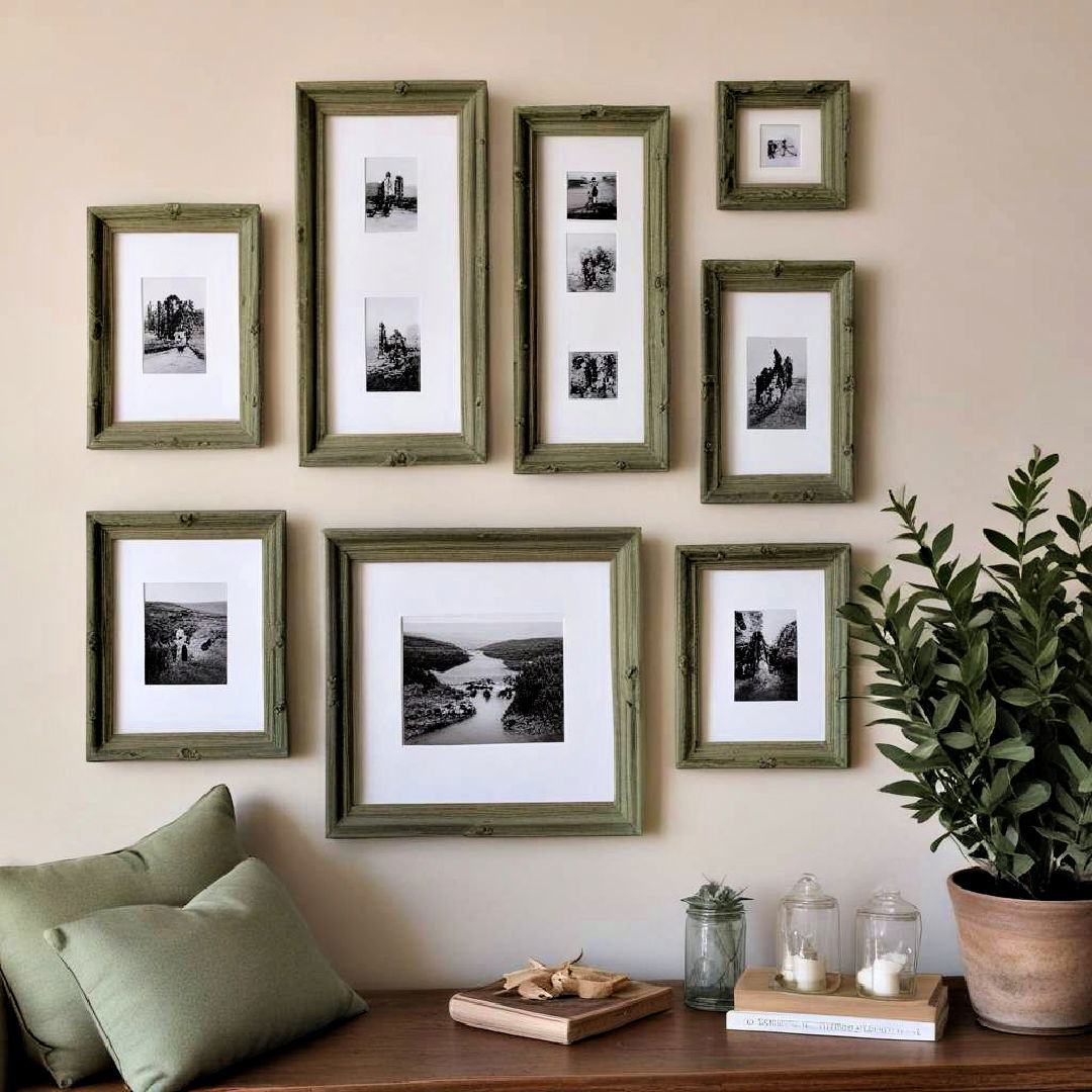 rustic sage green picture frames - 25 Rustic Sage Green Living Room Ideas