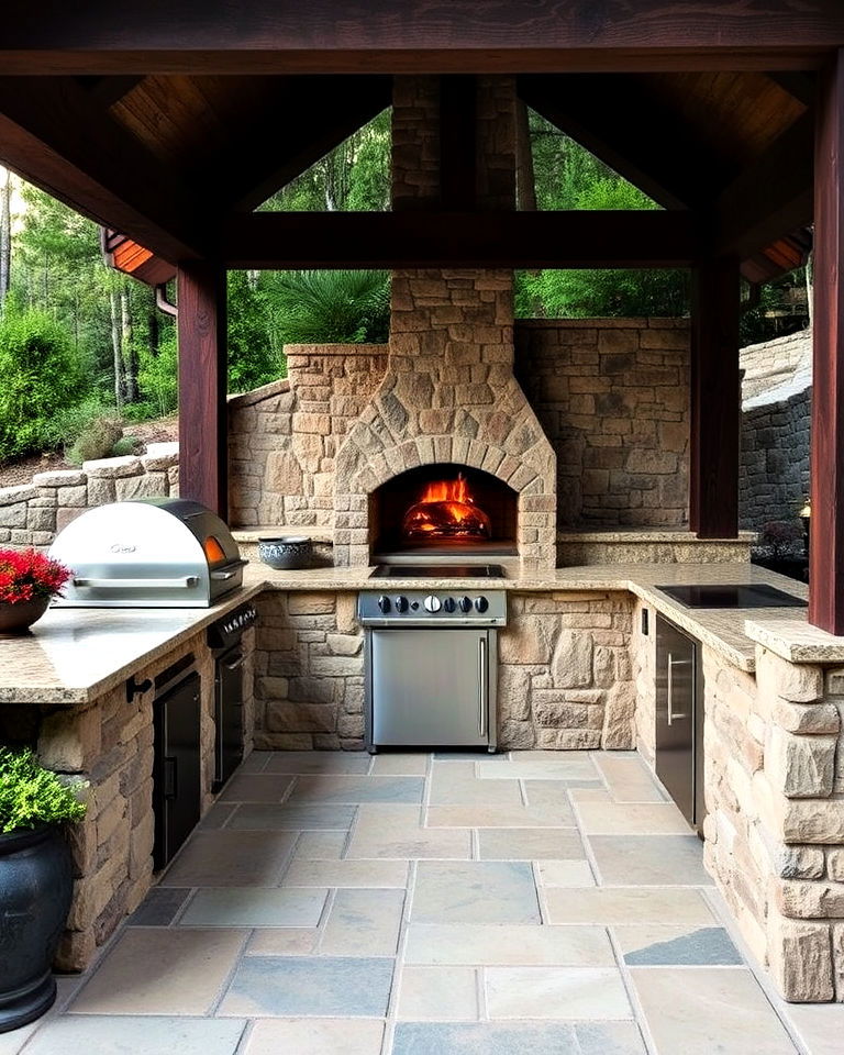 rustic stone outdoor kitchen with pizza oven - 20 Outdoor Kitchen With Pizza Oven