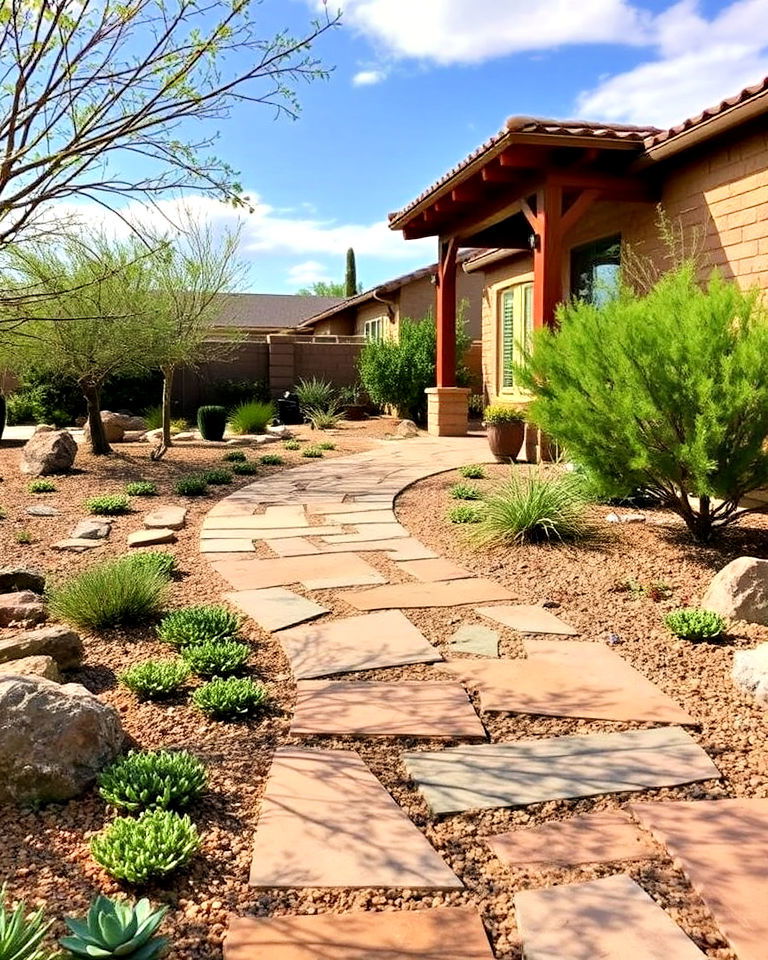 rustic stone pathway for southwest landscaping - 20 Southwest Landscaping Ideas for Front Yard