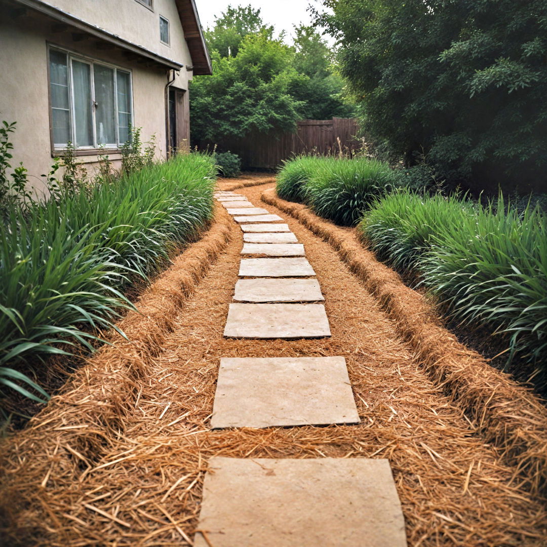 rustic straw bale pathway - 40 Backyard Walkway Ideas