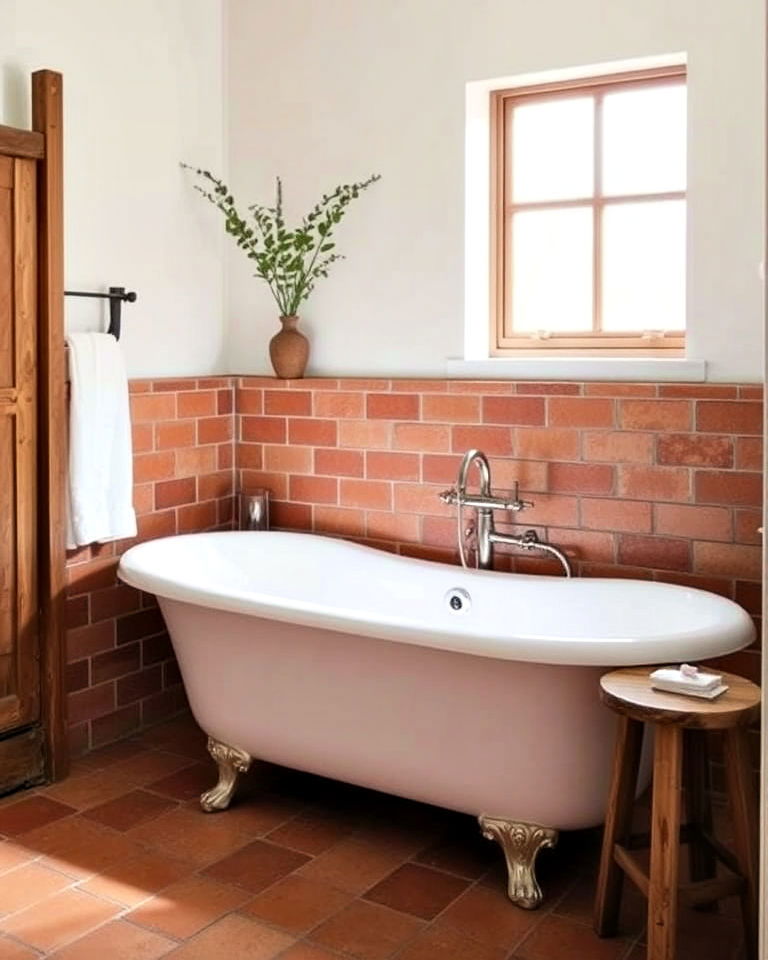 rustic terracotta tiles for bathtub surround - 40 Bathtub Tile Ideas
