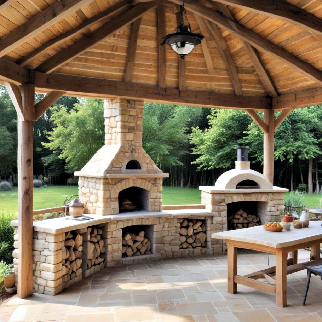 rustic timber pavilion for covered outdoor kitchen - 25 Covered Outdoor Kitchen Ideas