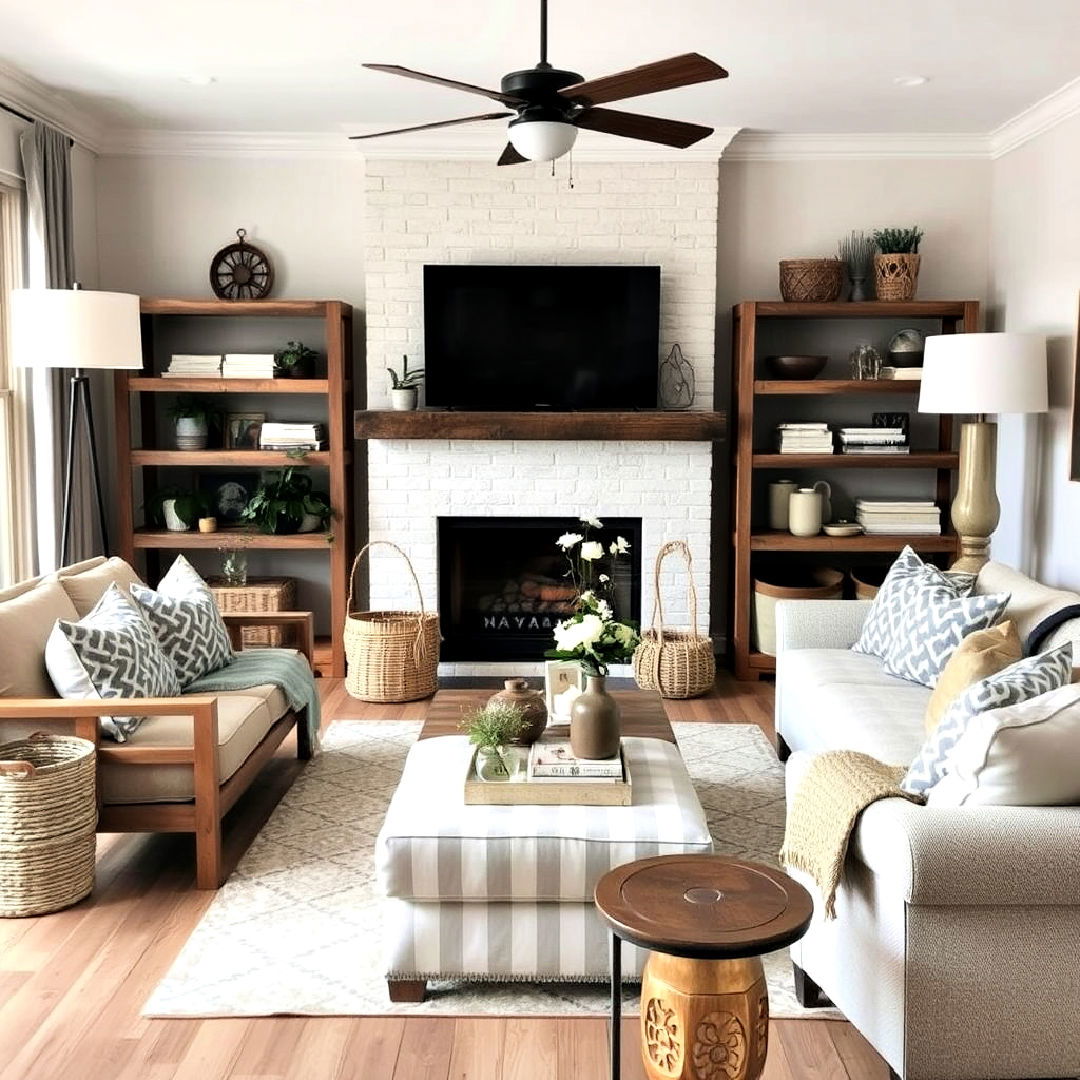 rustic touches for transitional living room - 40 Transitional Living Room Ideas