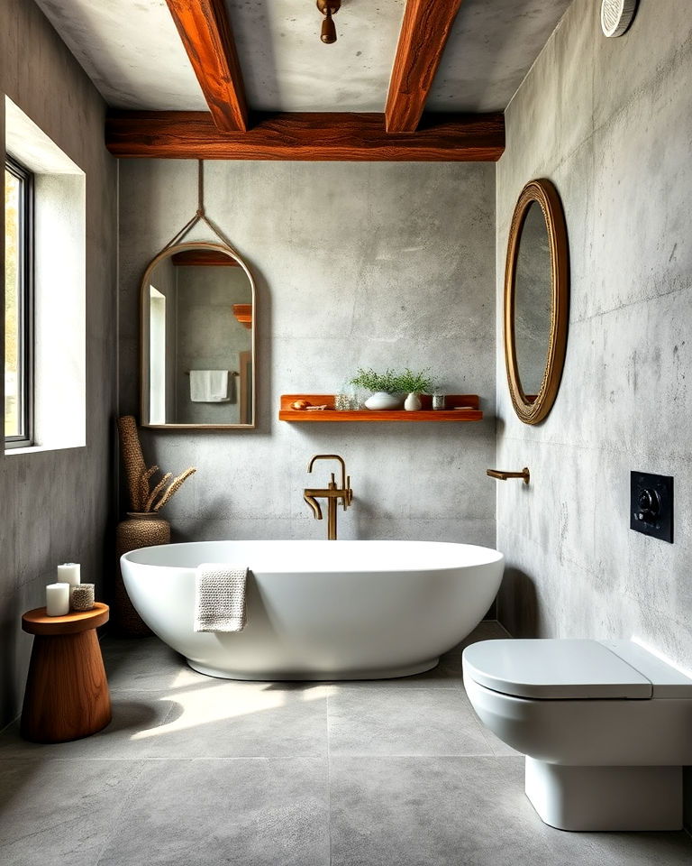 rustic vibe concrete bathroom - 30 Concrete Bathroom Ideas