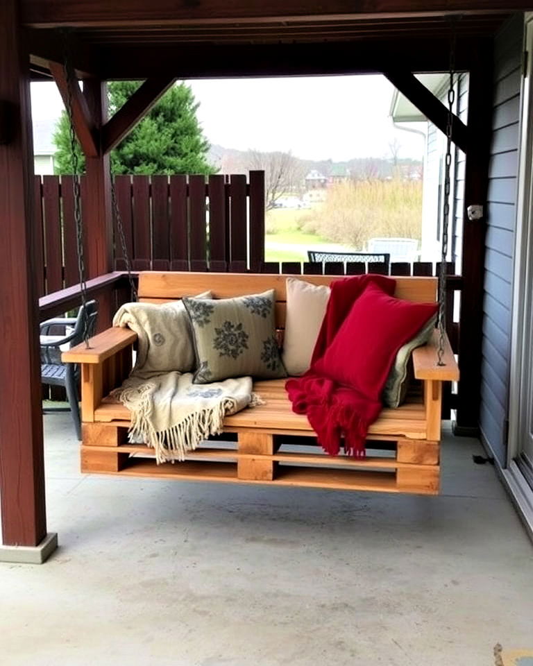 rustic vibe outdoor pallet swing - 40 Pallet Furniture Ideas