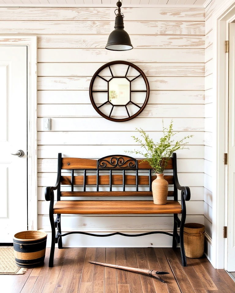 rustic vibe weathered shiplap - 25 Shiplap Wall Entryway Ideas