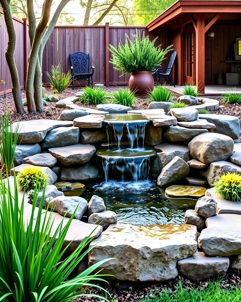 rustic water feature ideas - 30 Ranch House Landscaping Ideas