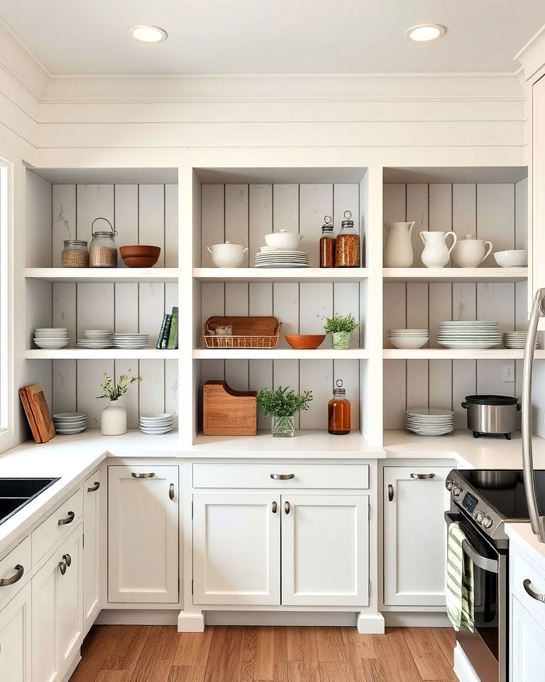 rustic white open pantry shelving ideas - 20 Rustic White Kitchen Ideas
