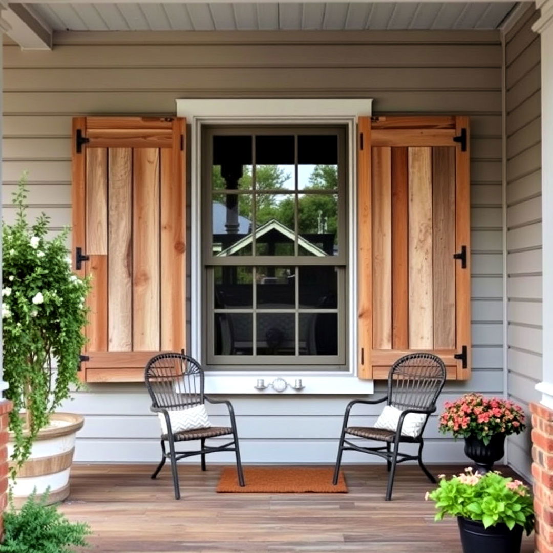 rustic window shutters for front porch - 25 Rustic Front Porch Ideas