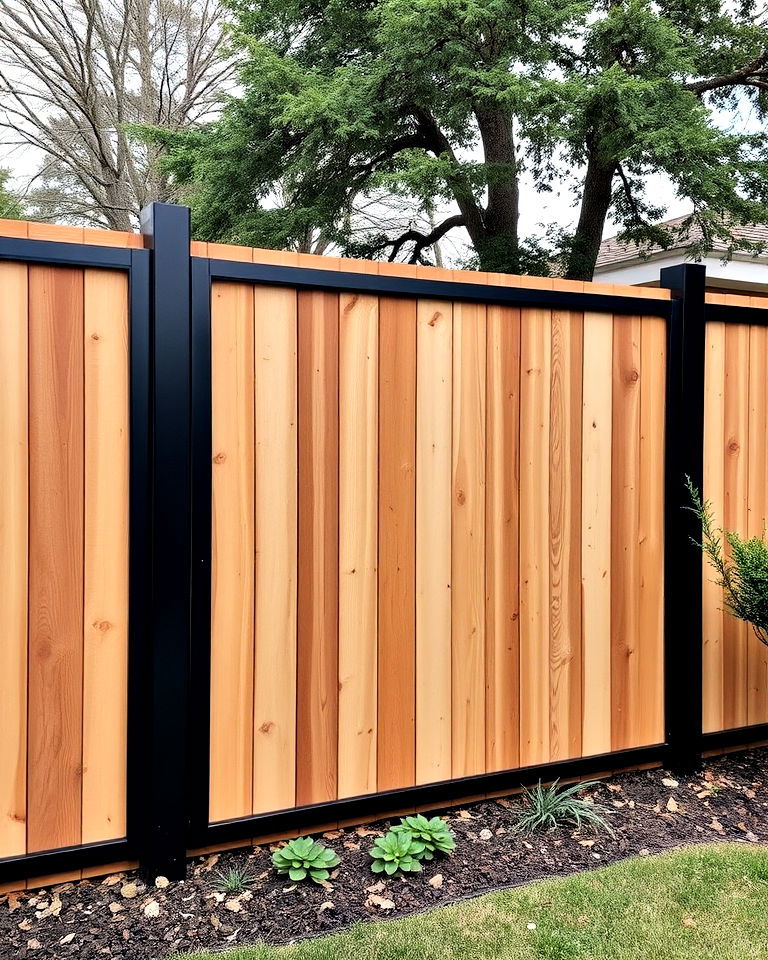 rustic wood fence with metal frame - 25 Metal and Wood Fence