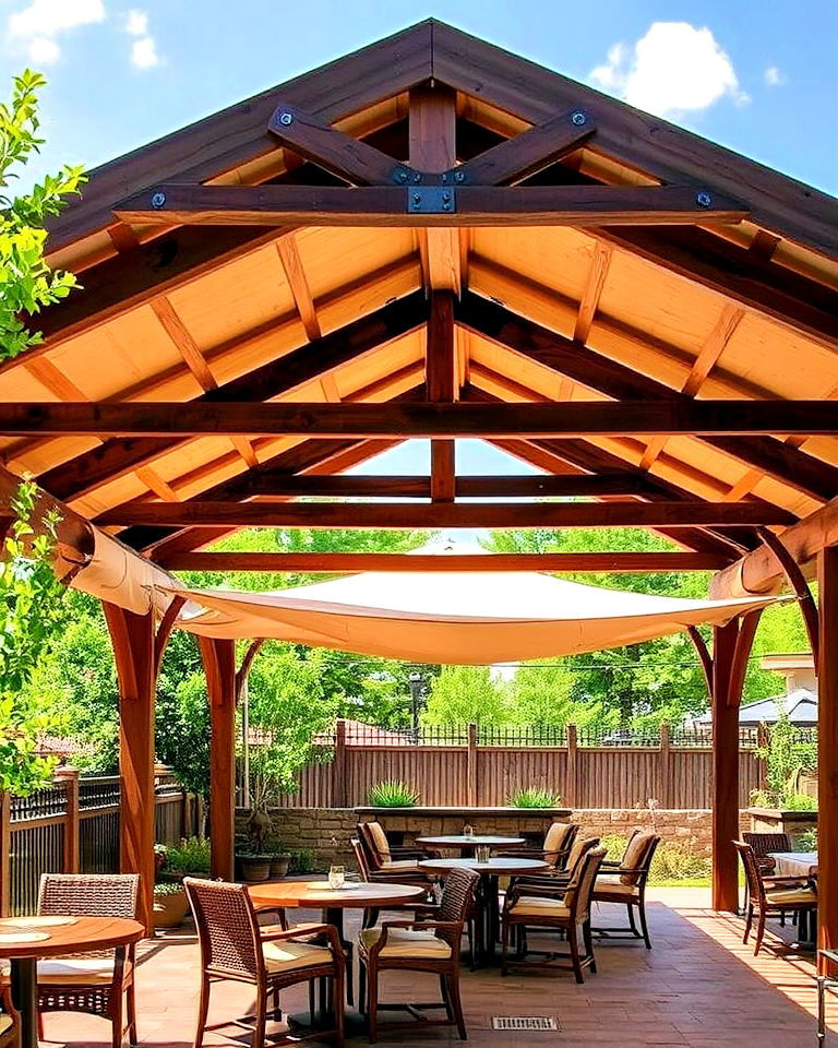 rustic wooden beam shade structure - 40 Shade Ideas